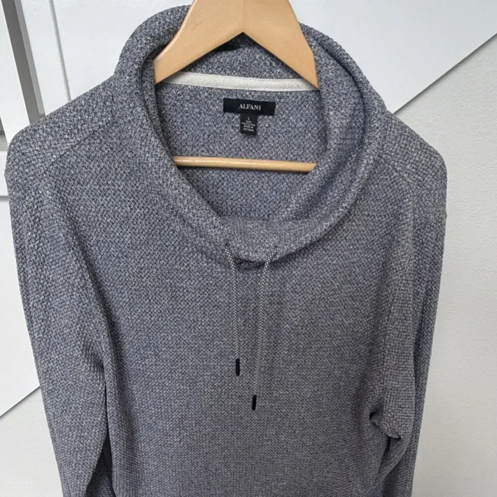 Alfani Gray Knit Cowl Neck Pullover Sweater Men’s Size L Long Sleeve